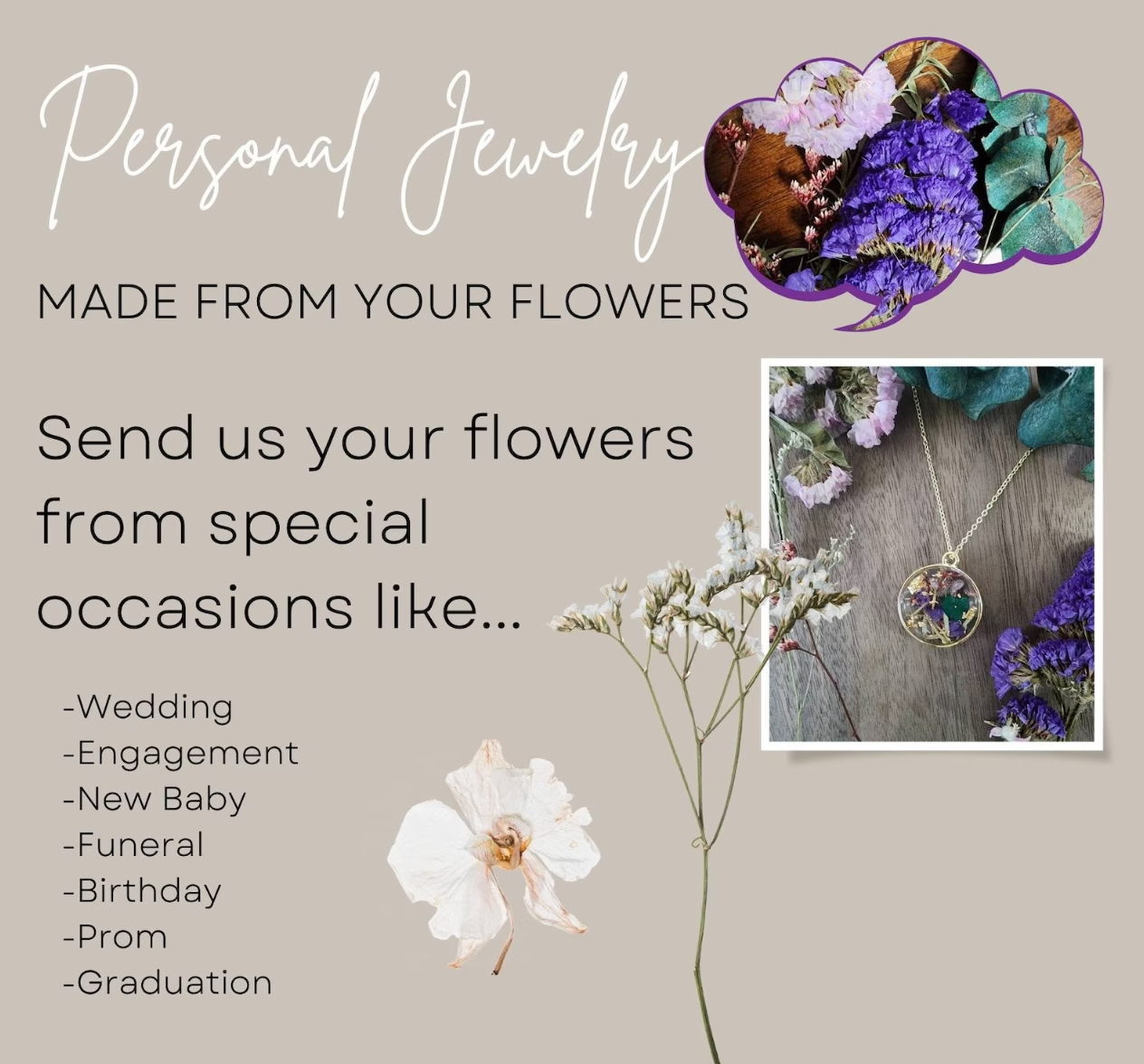 Jewelry made 2025 from wedding flowers